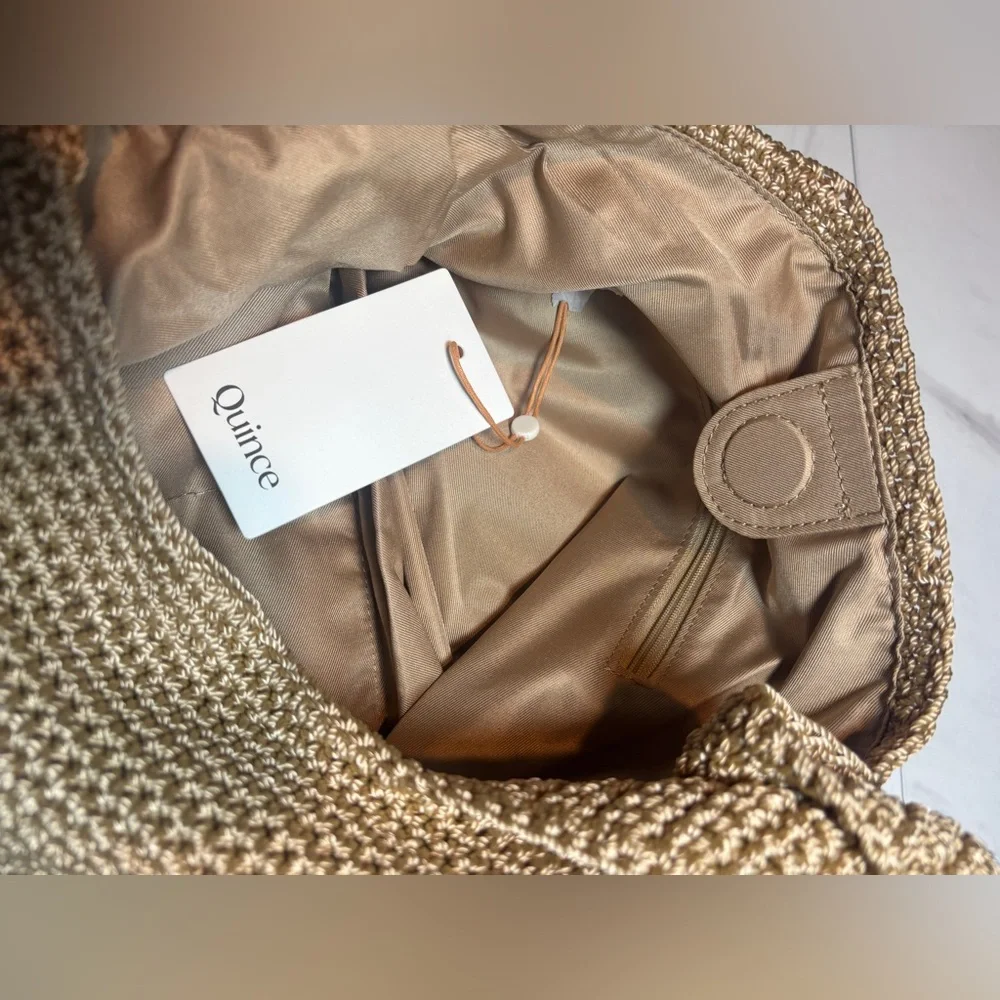 Quince Beige Woven Hobo Shoulder Bag